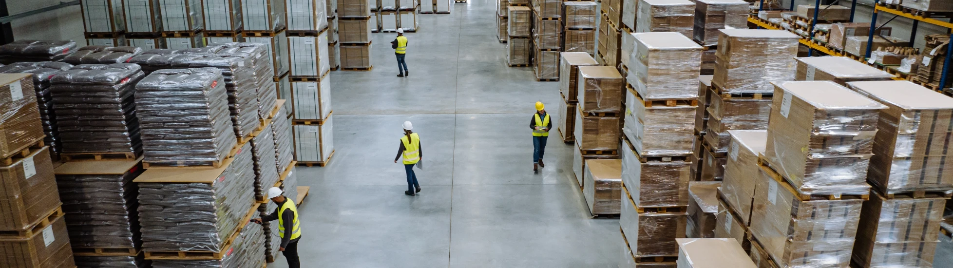 Workers in warehouse with packages